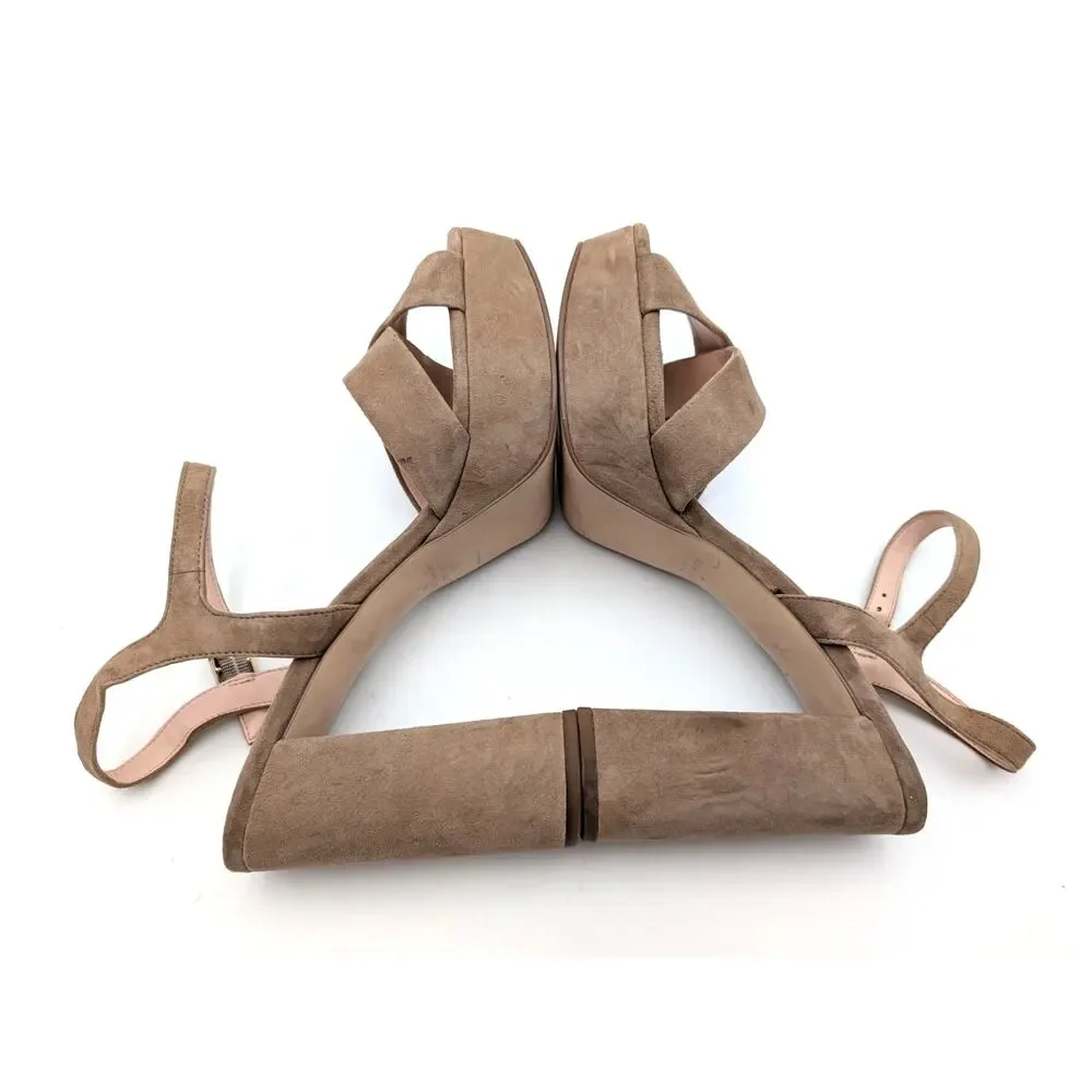 Kate Spade Delphi Heel Platform Sandal Women's Roasted Almond Size US9B EU39.5